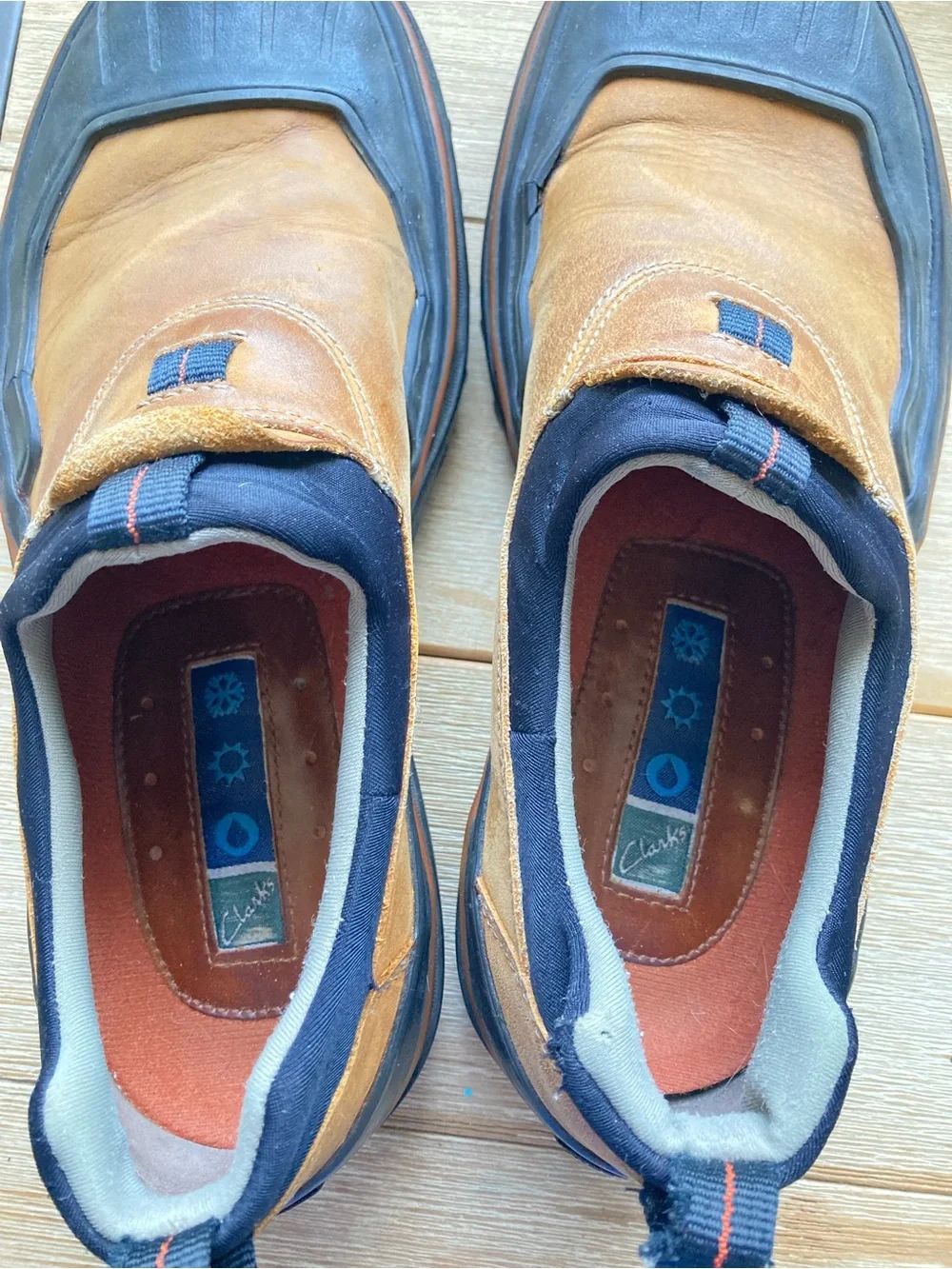 Clarks Bowman Waterproof Duck Shoes Men’s 8M Brown Leather Slip-On Rain Shoes